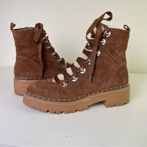 STEVE MADDEN Rainier Lace-Up Platform Ankle Brown Suede Chunky Lug Sole